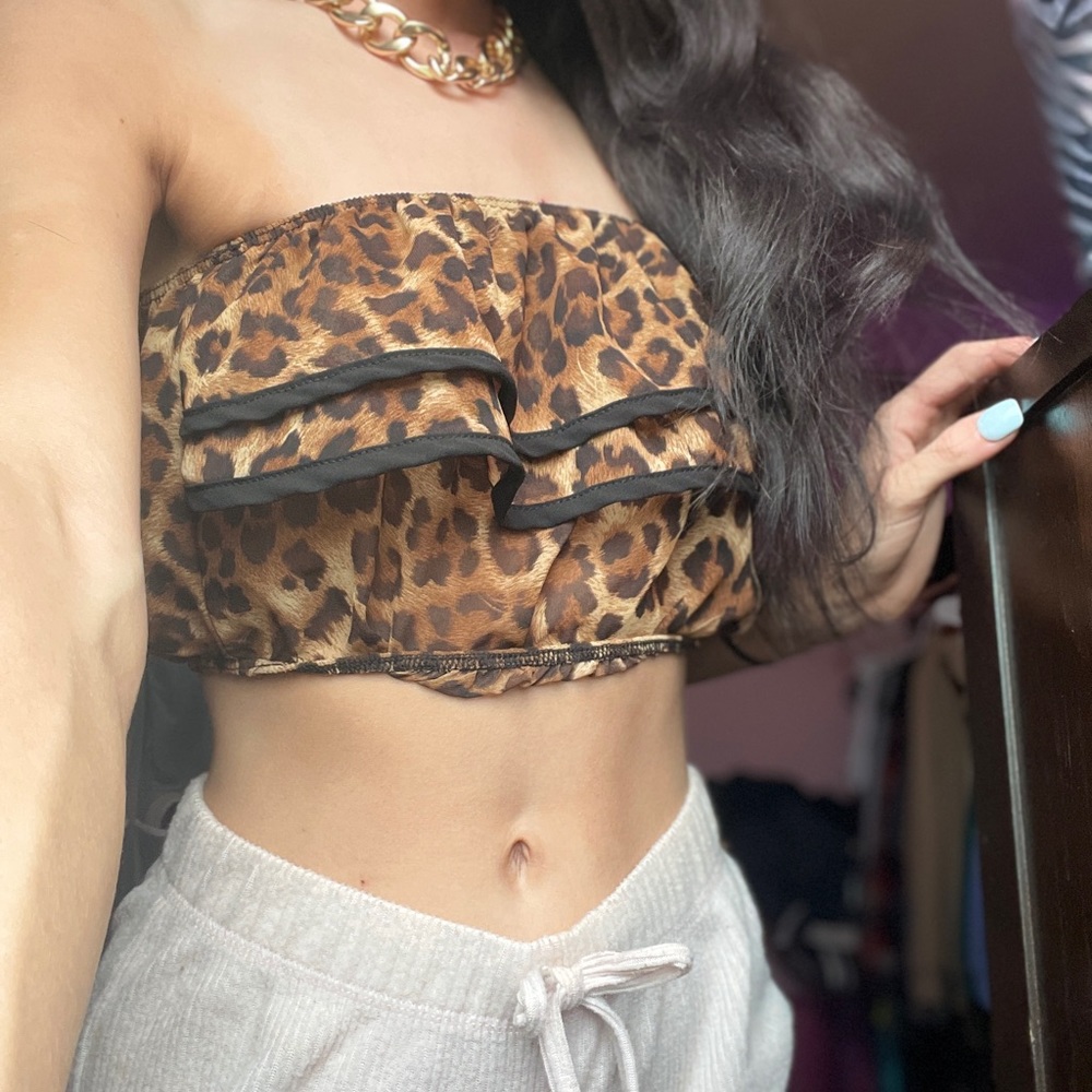 Strapless Cheetah Crop Top